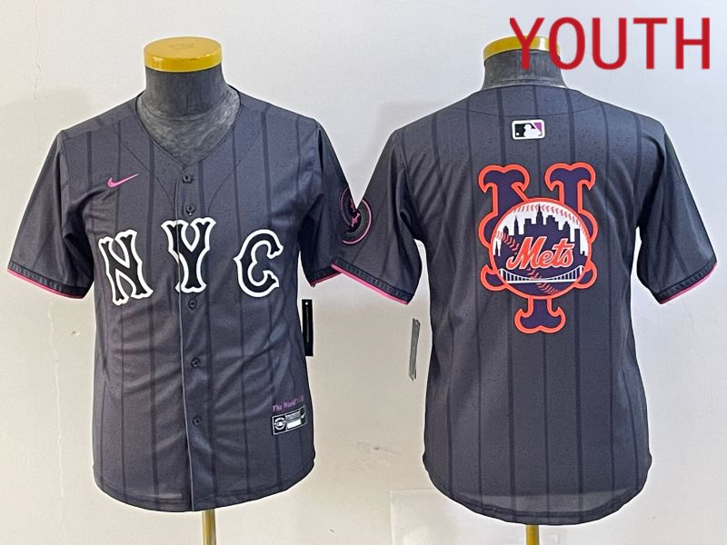 Youth New York Mets Blank Black City Edition 2024 Nike MLB Jersey style 5->youth mlb jersey->Youth Jersey